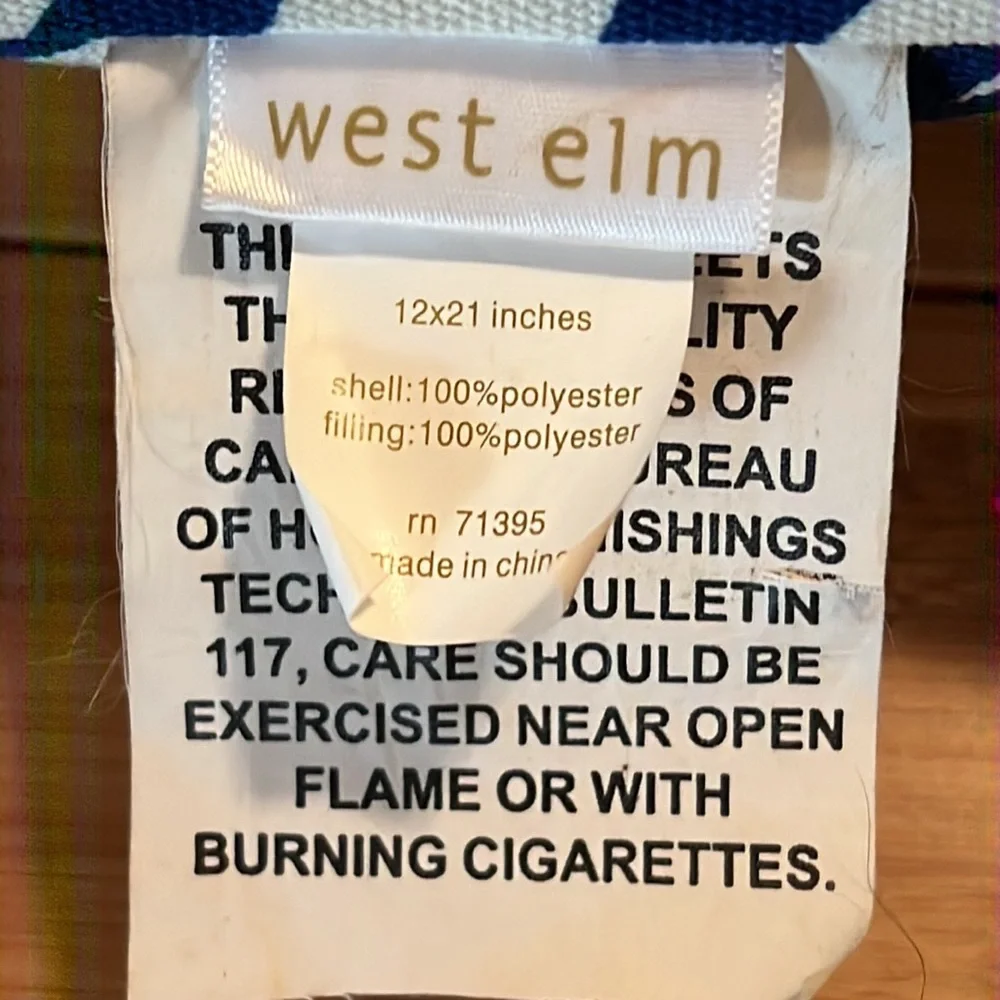 West Elm outdoor pillow 12x21